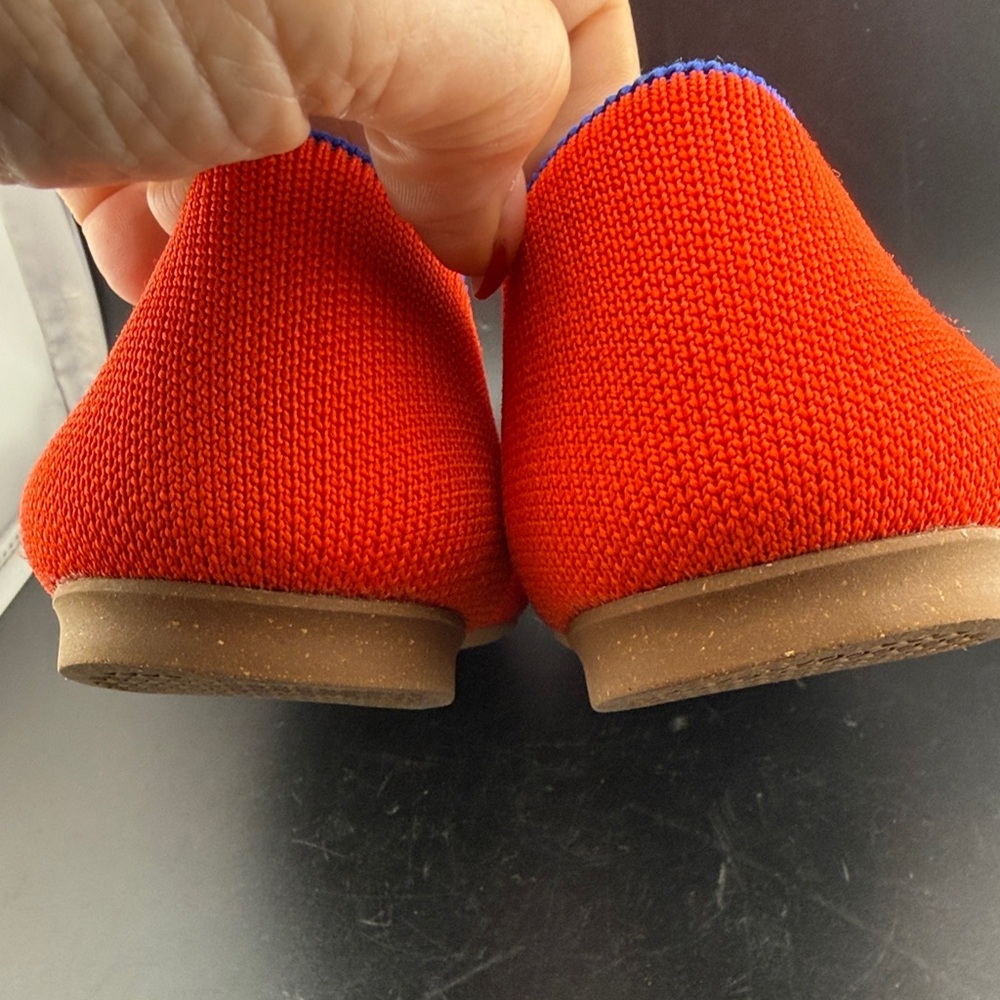 Rothy's Designer Almond Poppy Bright Red Loafers Blue Trim Flats 8 - Picture 7 of 7